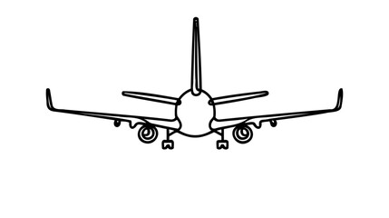 Fototapeta na wymiar Airplane continuous line sketch on white background.