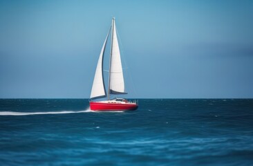 Fototapeta premium sailboat in the ocean overlooking the shore