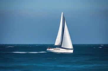 Obraz premium sailboat in the ocean overlooking the shore