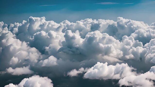 Majestic Cumulus Clouds Towering in a Vivid Blue Sky