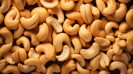 Cashew nuts top view, healthy food concept