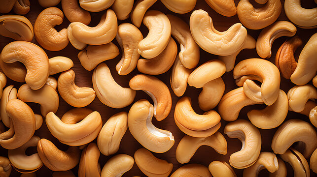 Cashew nuts top view, healthy food concept