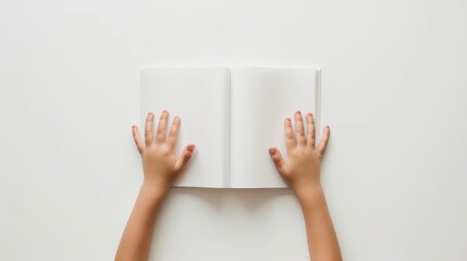  kids hands on blank book