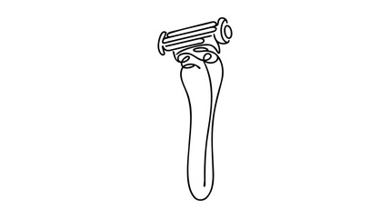 Vector continuous one single line drawing icon of shaving razor in silhouette on a white background. Linear stylized.