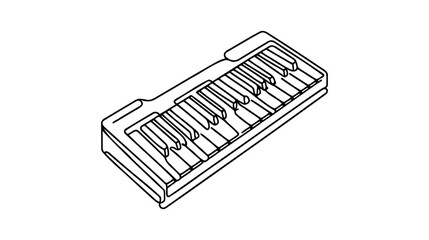 Single continuous line drawing of electric synthesizer. Music instruments concept. Trendy one line draw design vector graphic illustration. - obrazy, fototapety, plakaty