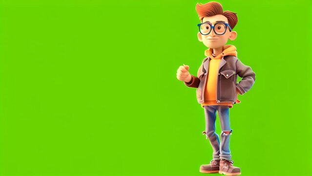 Finger of Wonder: A Boy Pointing to Endless Adventures on a Green Screen Background