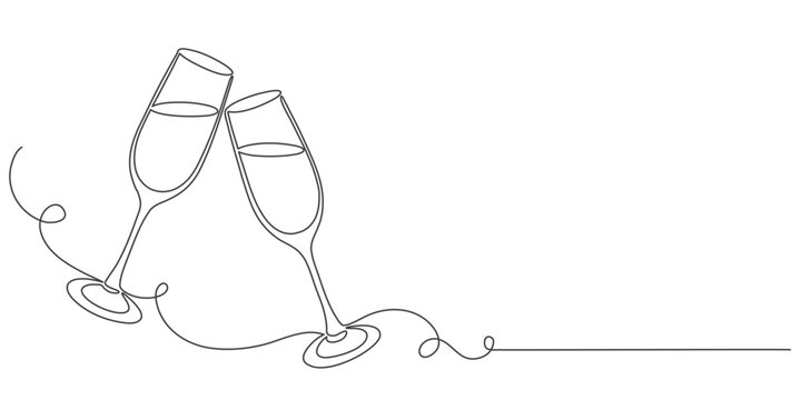 recommend clip art: glass of champagne or wine glass line art style illustration vector eps 10