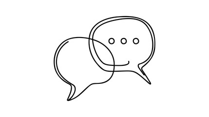 Continuous one line drawing of speech bubble, Black and white graphics vector minimalist linear illustration made of single line.