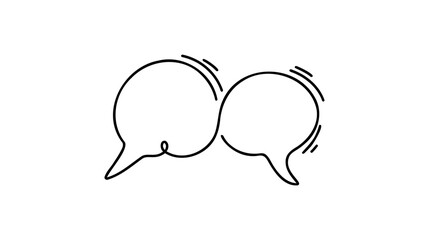 Continuous one line drawing of speech bubble, Black and white graphics vector minimalist linear illustration made of single line.