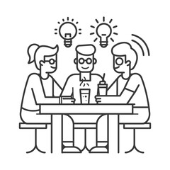 Outline illustration for Positive Workplace culture for company employees teamwork