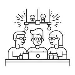 Outline illustration for Positive Workplace culture for company employees teamwork