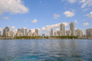 Fototapeta premium Ashdod Marina Lake – a new lake built at the Marina quarter (Hebrew: רובע המרינה) of Ashdod in southern Israel.