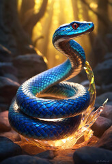 Fototapeta premium Beautiful mother-of-pearl snake. Magic reptile