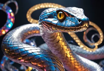 Poster Beautiful mother-of-pearl snake. Magic reptile © Вероника Преображенс