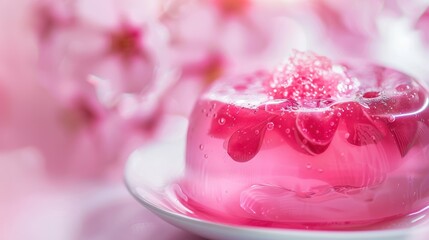 Obraz na płótnie Canvas delecious pink Chinese jelly blur background