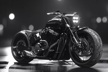 Keuken spatwand met foto a motorcycle parked in a dark room © Constantin