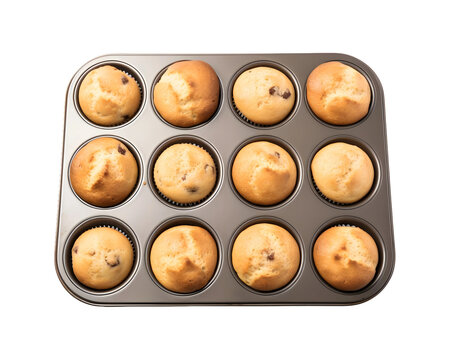 Muffin tray with cupcakes (PNG) isolated on transparent background