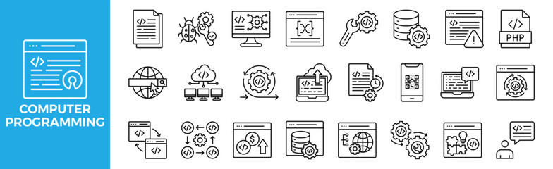 Fototapeta premium Computer Programming icon set for design elements