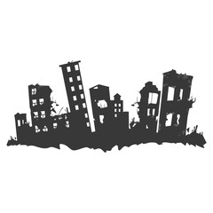 Fototapeta premium silhouette abandoned buildings black color only
