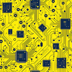 Seamless Pattern of a Yellow Printed Circuit Board (PCB)