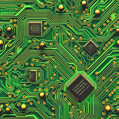 Seamless Circuit Board Pattern in green