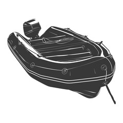 Silhouette a inflatable boat black color only