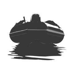 Fototapeta na wymiar Silhouette a man driving inflatable boat the boat is traveling black color only
