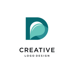 letter D with water drops, modern creative design logo concept