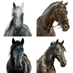 set of horses isolated