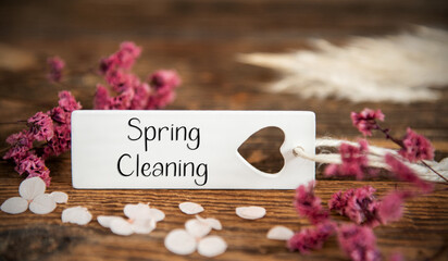 Natural Background With Label With Spring Cleaning