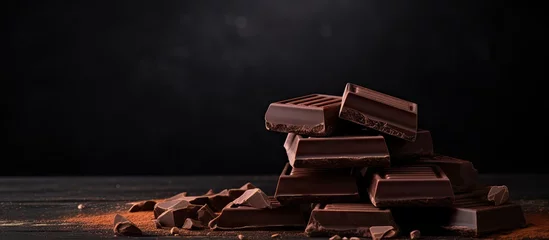 Foto op Plexiglas Chocolate bars and cocoa powder on a table © Ilgun