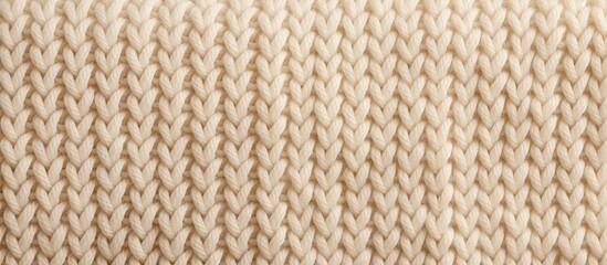 Knitted beige blanket close-up on white backdrop