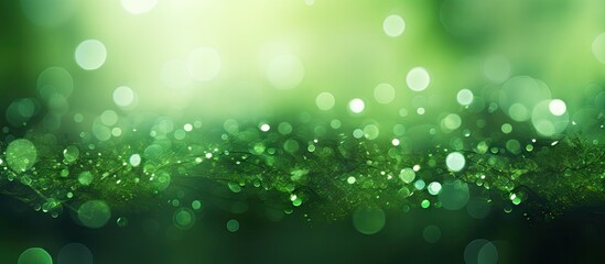Green water droplets on a vibrant backdrop - obrazy, fototapety, plakaty