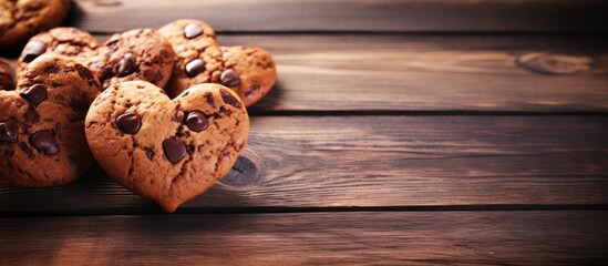 Fototapeta premium Chocolate chip cookies and milk on wooden table