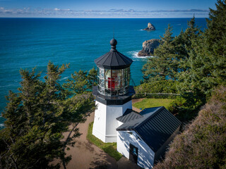 Cape Meares Lighthouse Oregon Coast Tillamook County Highway 101 Aerial View 8