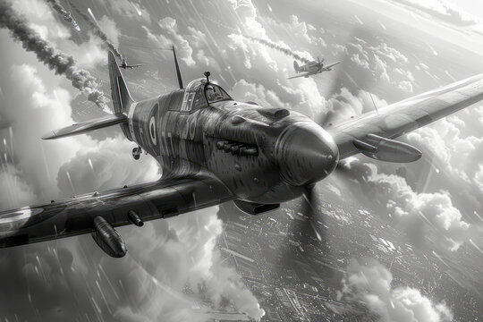 Sky's Fury: The Epic Battle of Britain in WWII Captured in Stunning Monochrome