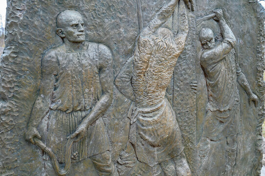 The Scourging at the Pillar &ndash; Second Sorrowful Mystery. A relief sculpture on Mount Podbrdo (the Hill of Apparitions) in Medjugorje.
