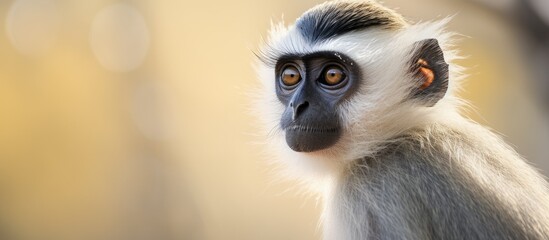 Obraz premium Vervet monkey close-up portrait with distinctive face and tail