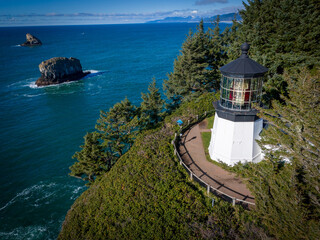 Cape Meares Lighthouse Oregon Coast Tillamook County Highway 101 Aerial View 7