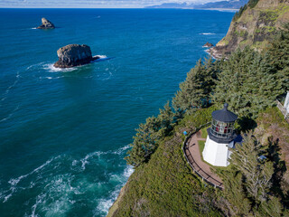 Cape Meares Lighthouse Oregon Coast Tillamook County Highway 101 Aerial View 6