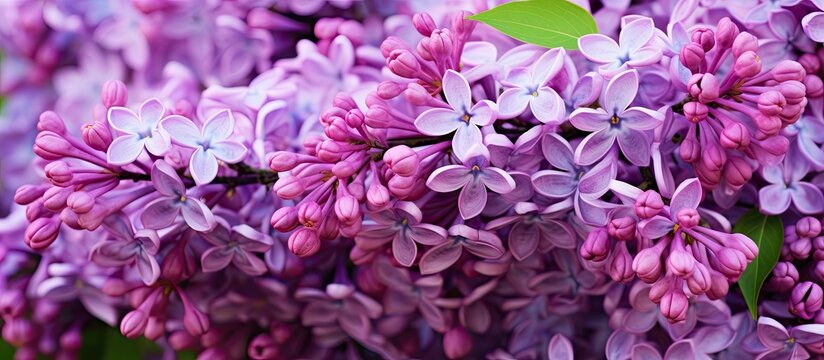 Clusters of Persian lilac blooms and buds in deep purple