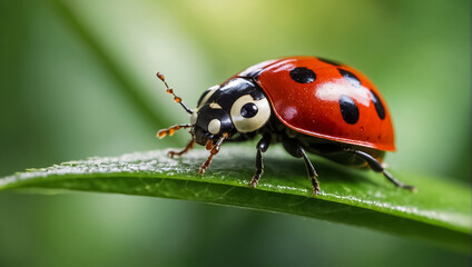 ladybug on a leaf macro