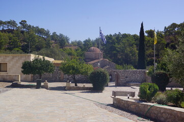 A view of Moni Thari (Tharri Monastery) dedicated to the Archangel Michael, near Laerma in Rhodes (Greece)
