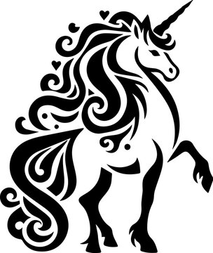 Magic unicorn silhouette. Fantasy creature unicorn silhouette design. Vector illustration for print, banner, poster.