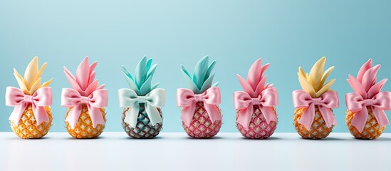 Row of pineapples adorned with bows © Ilgun