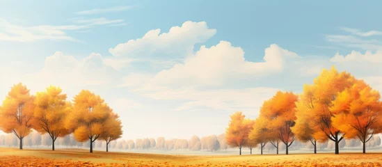 Fotobehang Autumn landscape with trees and foliage © Ilgun