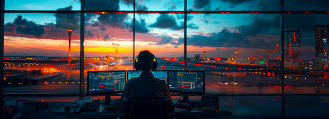 Flight Control: Inside the Airport Tower - A glimpse into the world of air traffic controllers managing departures and arrivals with precision and technology.