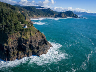 Cape Meares Lighthouse Oregon Coast Tillamook County Highway 101 Aerial View 1