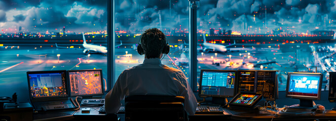 Air Traffic Control: Behind the Scenes at the Airport Tower - obrazy, fototapety, plakaty