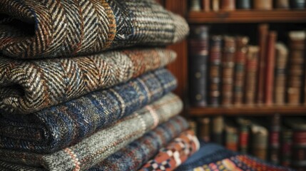timeless ambiance with a Heritage Woolen Tweed center framed by a Classic British Library border for authentic displays.